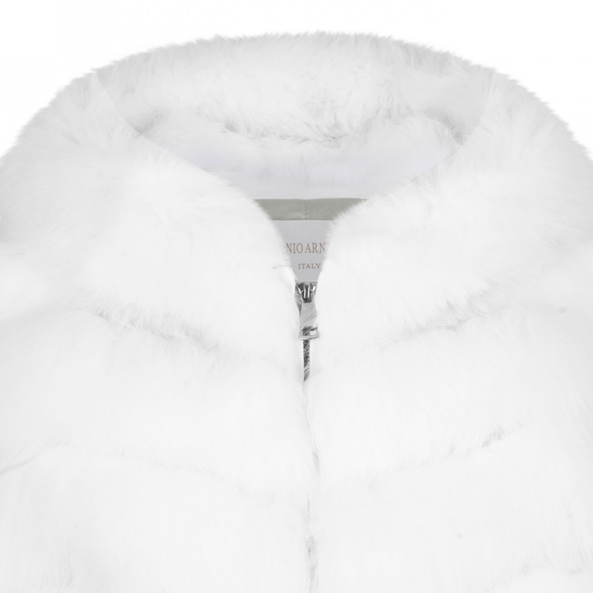 White Fox Fur Vest with Hood