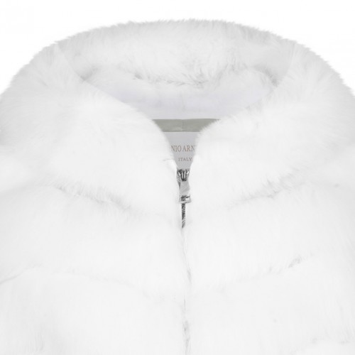 White Fox Fur Vest with Hood
