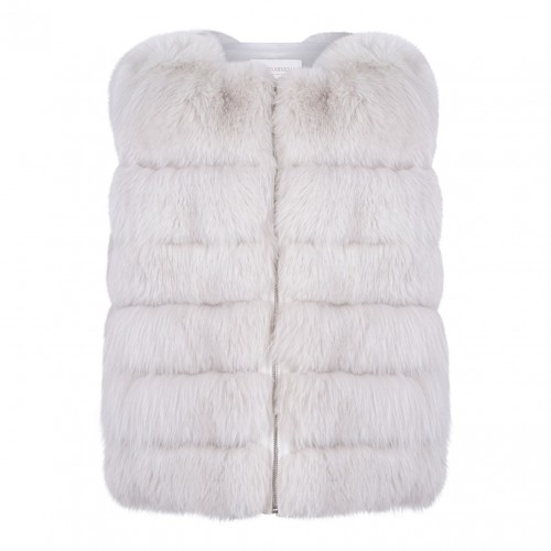 Pearl Fox Fur Vest with Low Collar