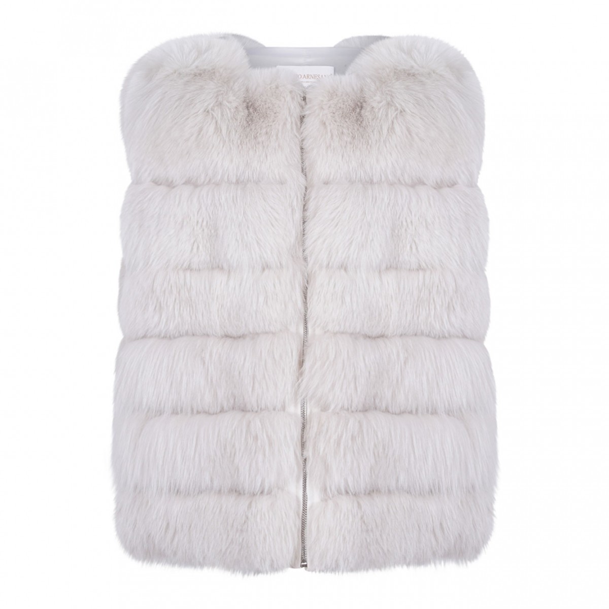 Pearl Fox Fur Vest with Low Collar