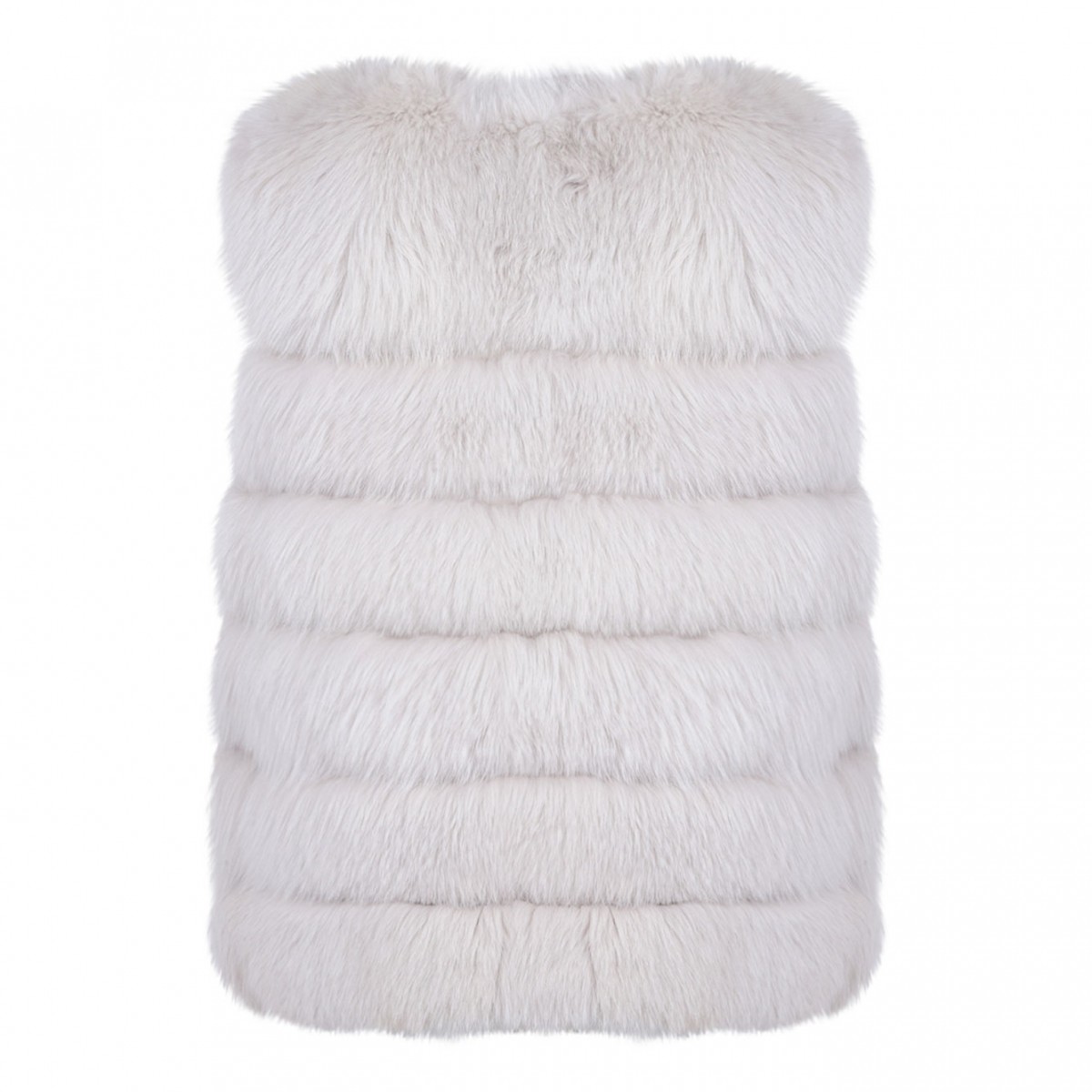 Pearl Fox Fur Vest with Low Collar