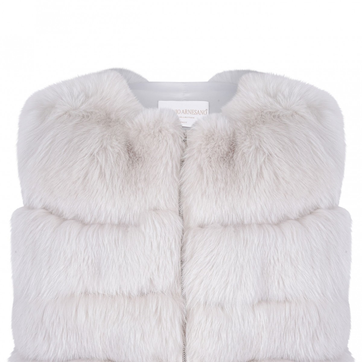 Pearl Fox Fur Vest with Low Collar