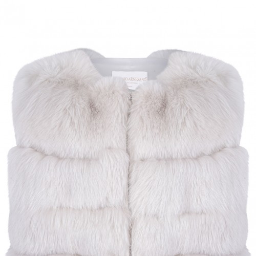 Pearl Fox Fur Vest with Low Collar
