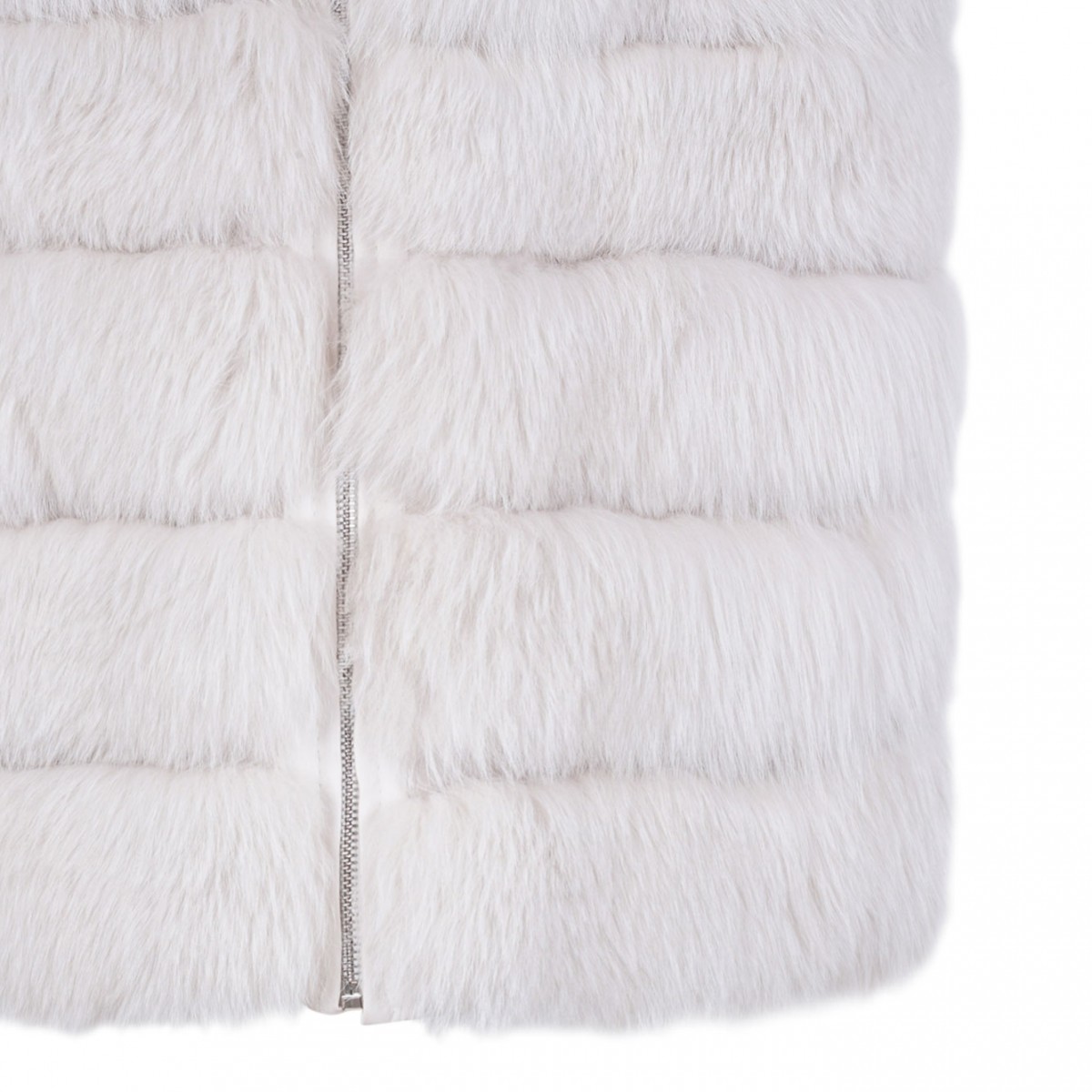 Pearl Fox Fur Vest with Low Collar
