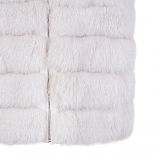 Pearl Fox Fur Vest with Low Collar