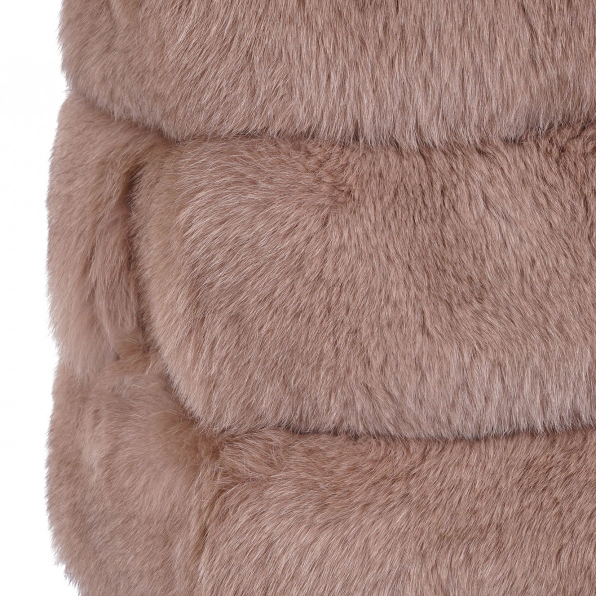 Light Brown Fox Fur Long Vest with High Collar