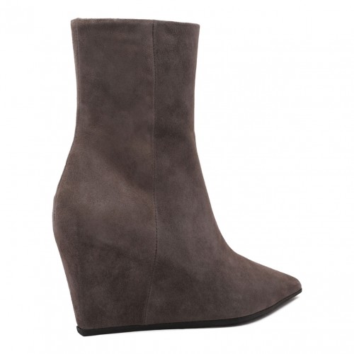 Mud Grey Suede Wedge Boots
