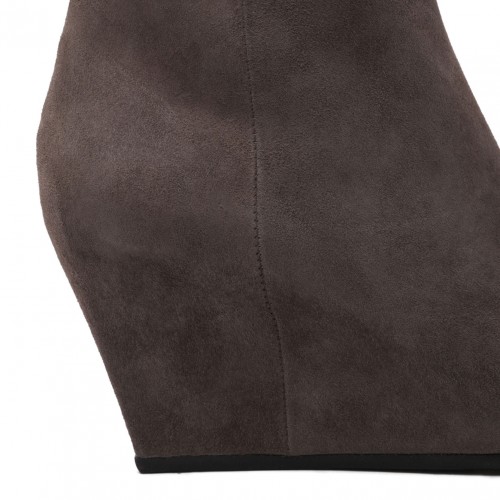 Mud Grey Suede Wedge Boots
