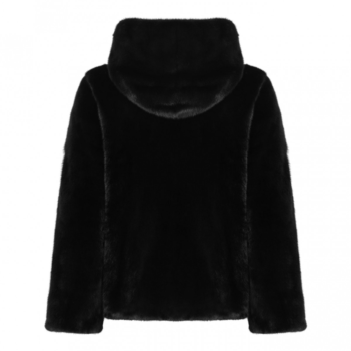 Black Mink Fur Coat with Hood