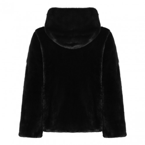 Black Mink Fur Coat with Hood