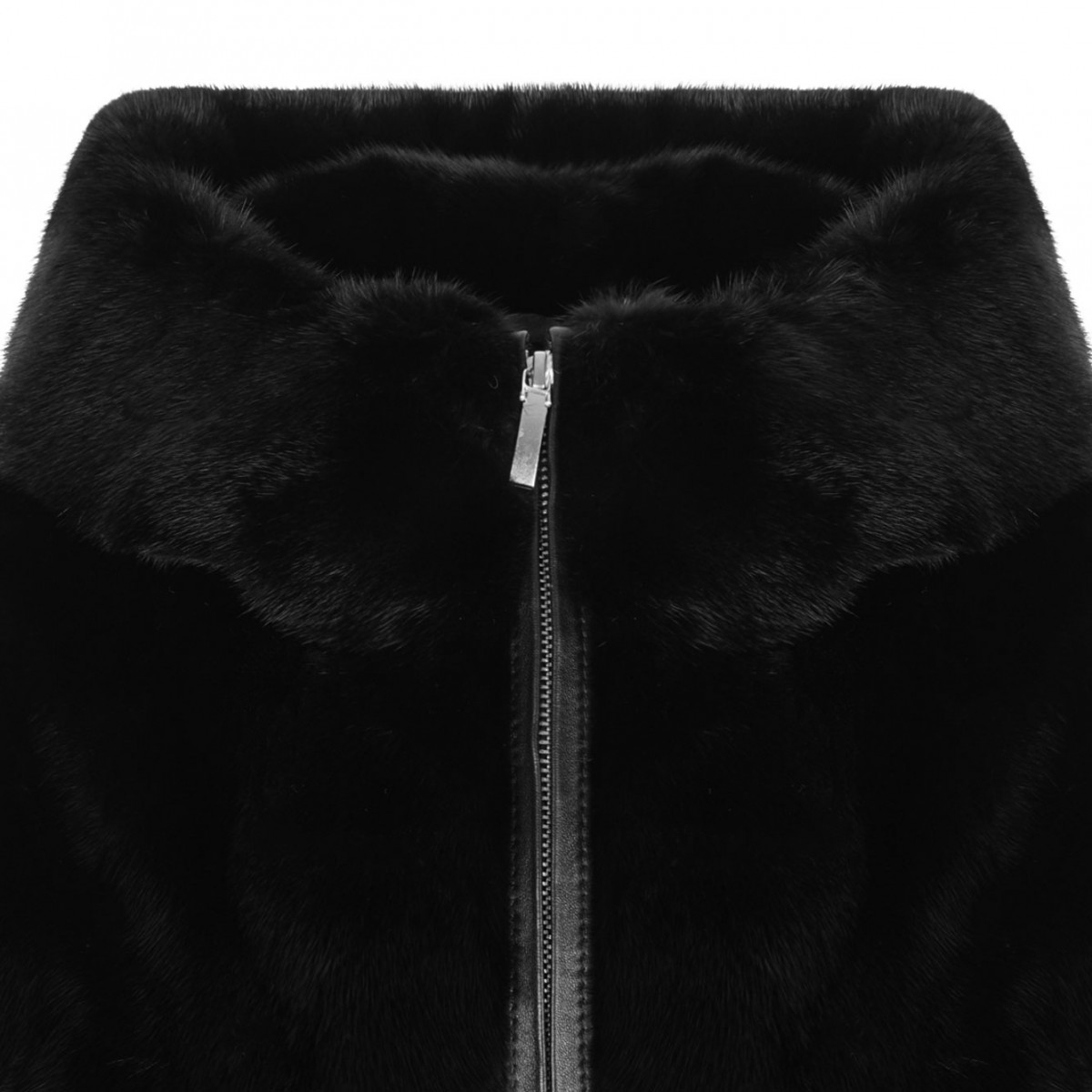 Black Mink Fur Coat with Hood
