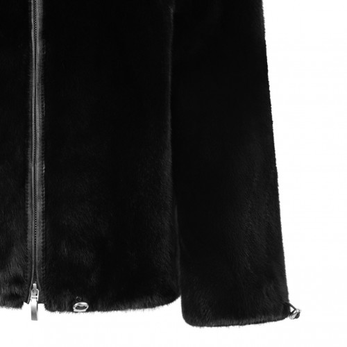 Black Mink Fur Coat with Hood