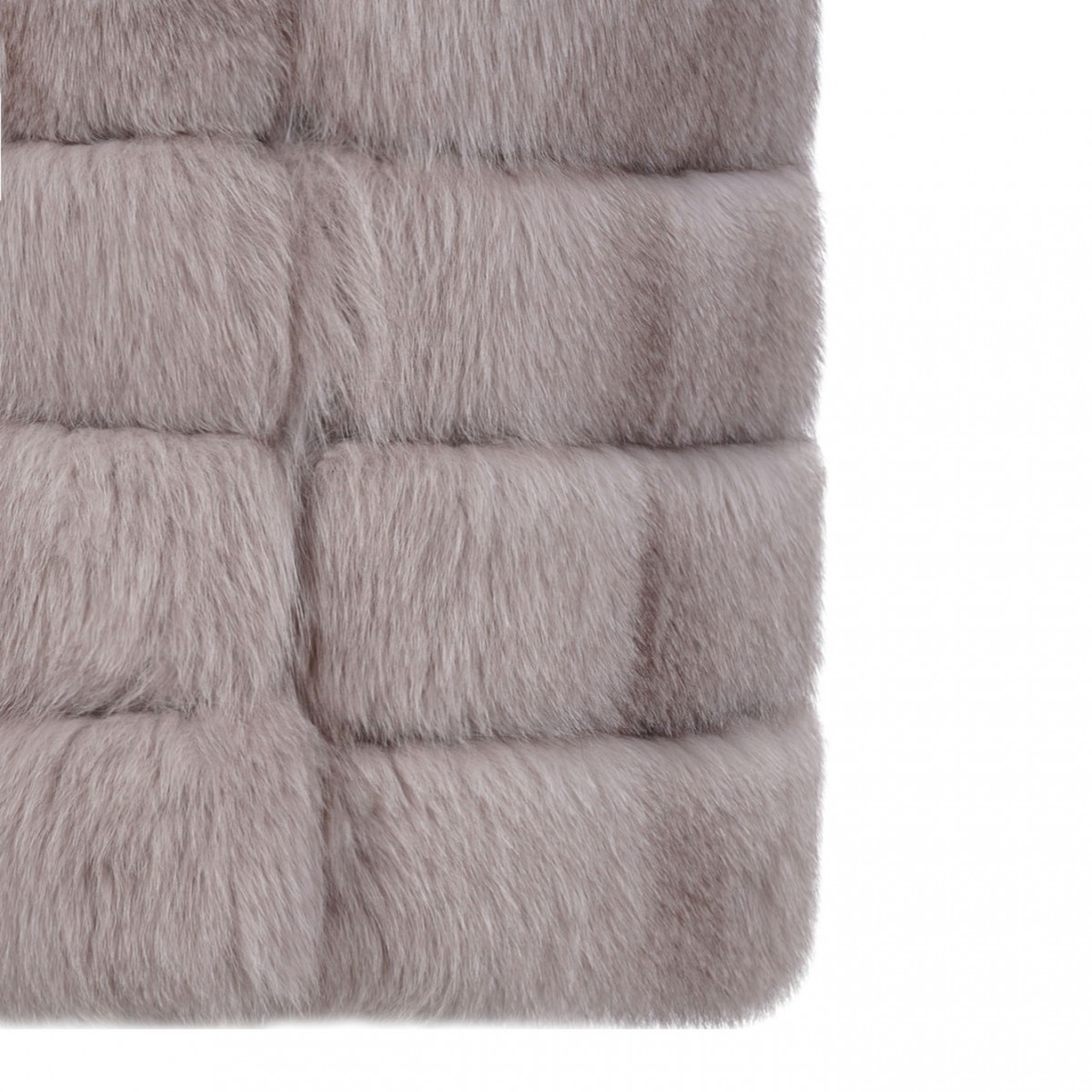 Light Grey Fox Fur Midi Vest with High Collar