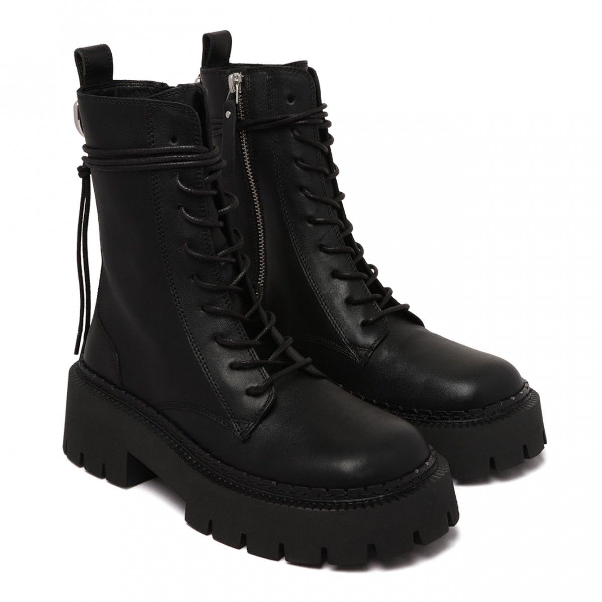 Black Lace-Up Combat Boots