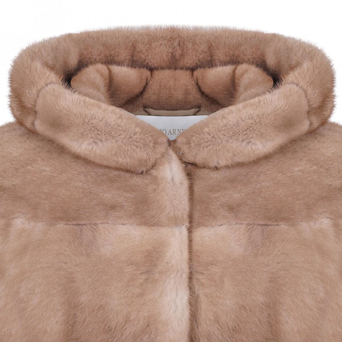 Beige Mink Fur Coat with Hood