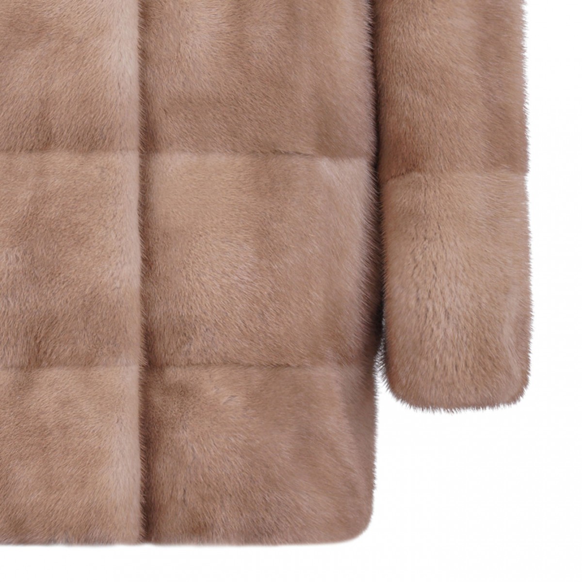 Beige Mink Fur Coat with Hood