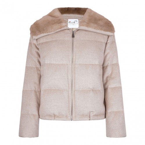 Beige Mink and Cashmere Padded Jacket