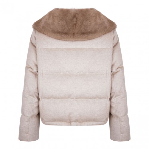Beige Mink and Cashmere Padded Jacket 2