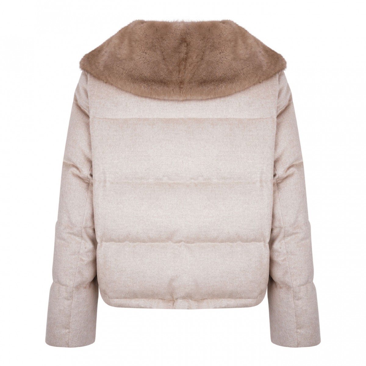 Beige Mink and Cashmere Padded Jacket