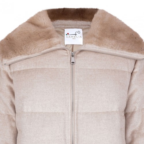 Beige Mink and Cashmere Padded Jacket