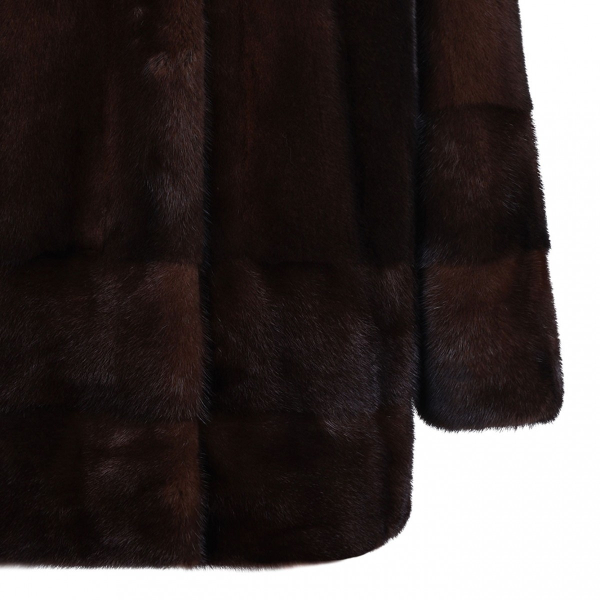 Dark Brown Mink Fur Midi Coat with Hood