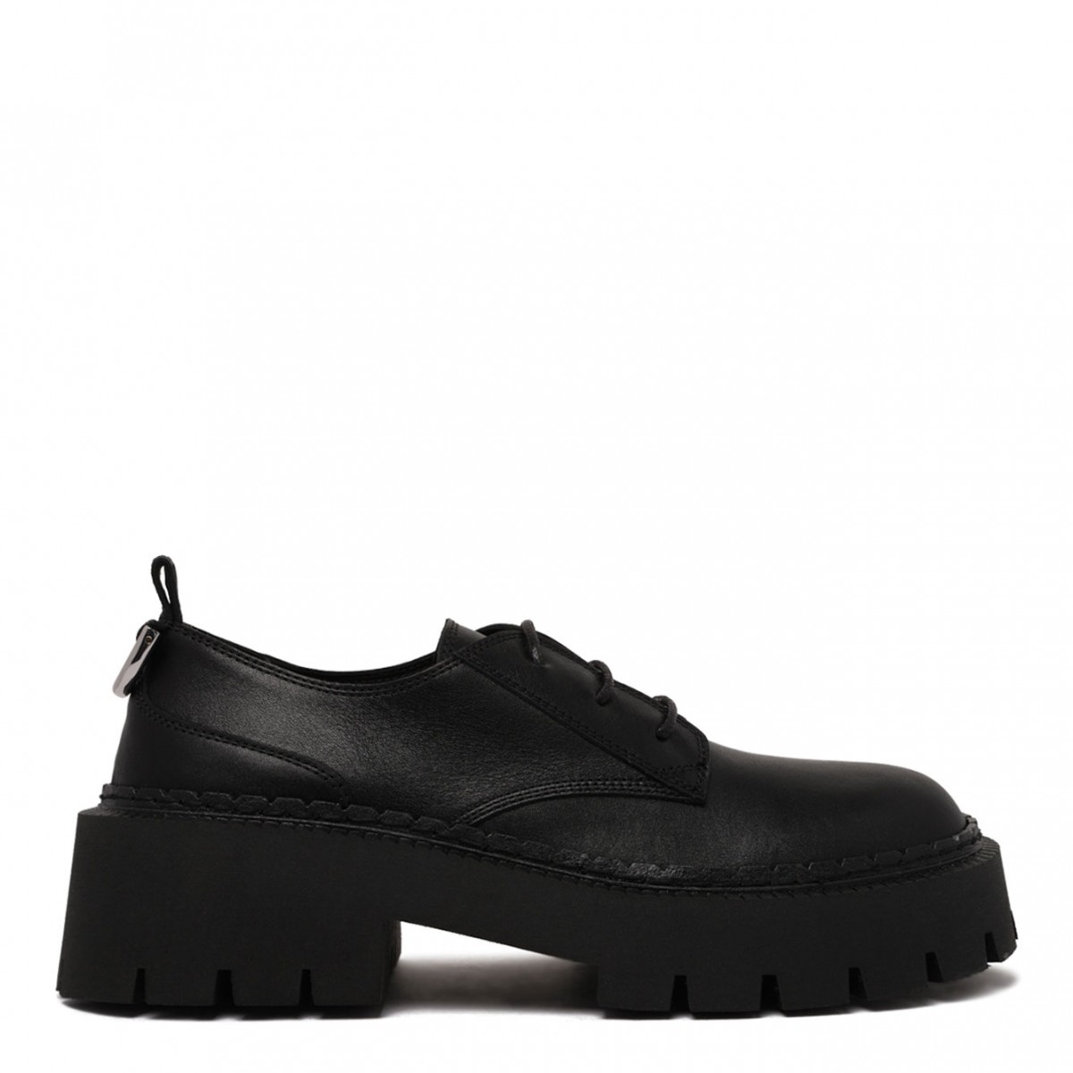 Black Lace-Up Platform Shoes