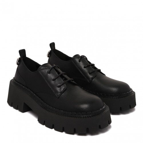 Black Lace-Up Platform Shoes 2