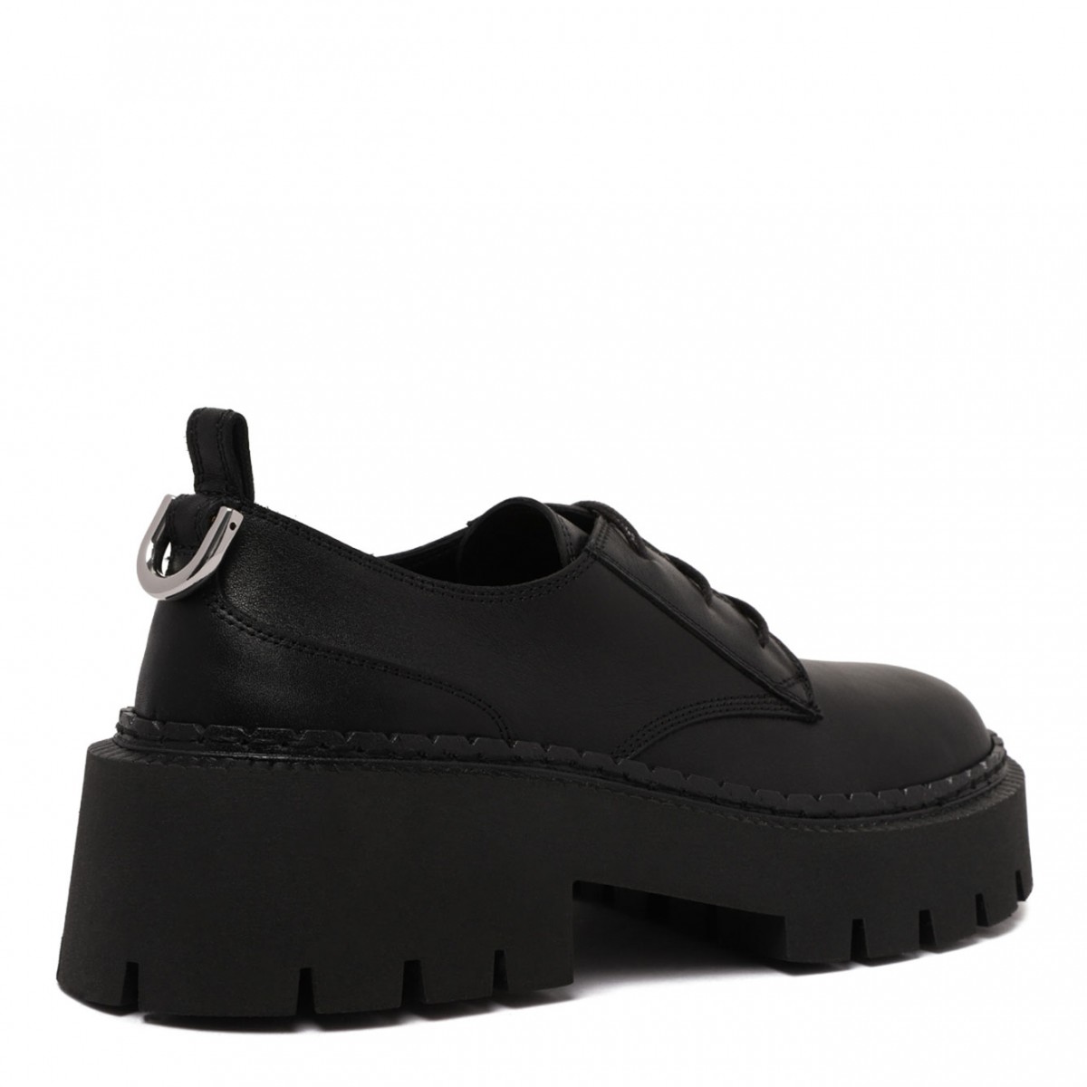 Black Lace-Up Platform Shoes