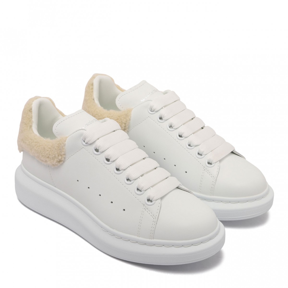 White With Furry Heel Tab Oversized Sneakers