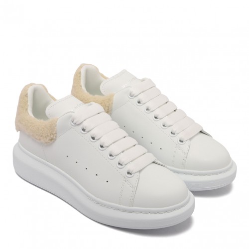 White With Furry Heel Tab Oversized Sneakers