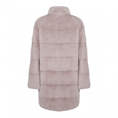Mink Fur Midi Coat with High Collar 2