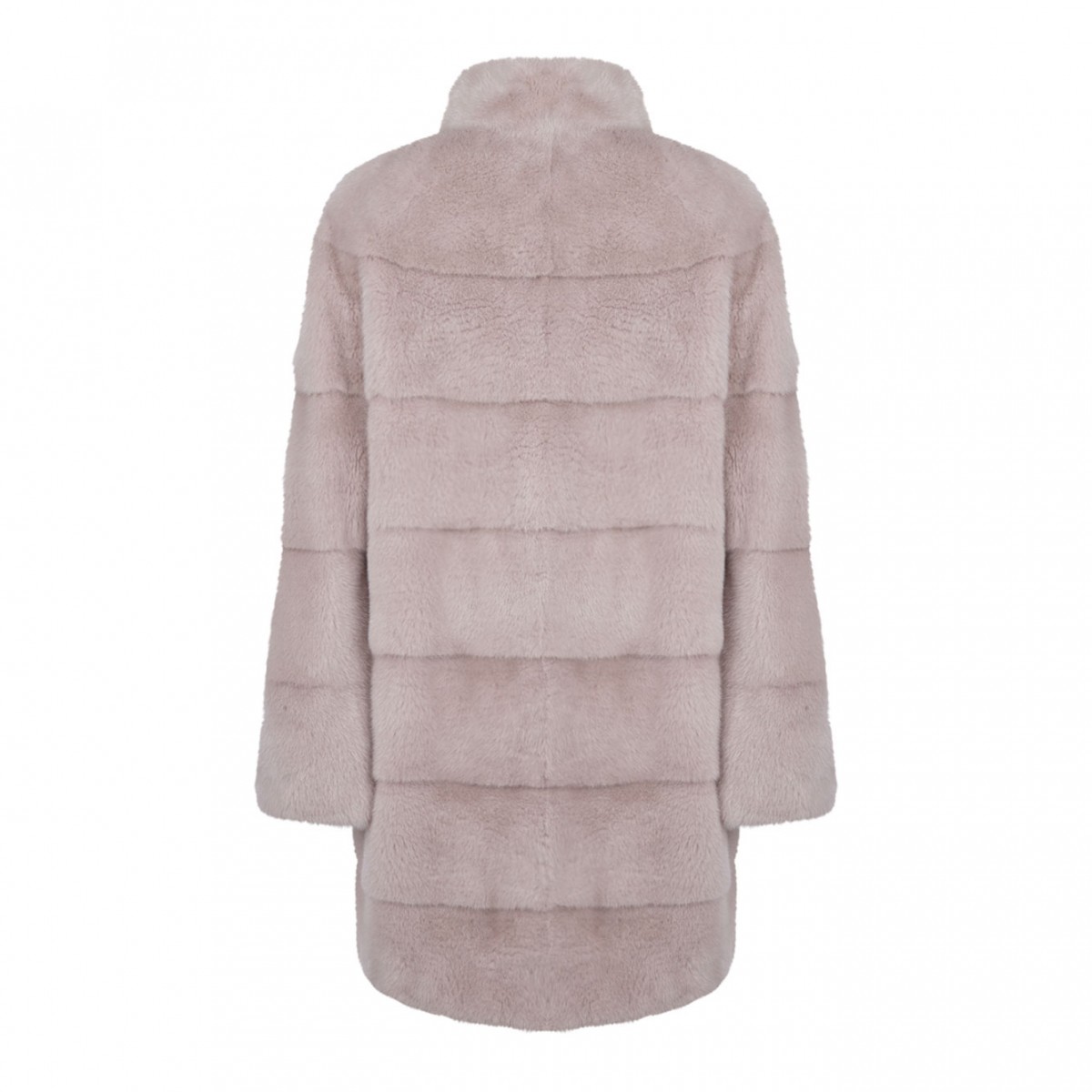 Mink Fur Midi Coat with High Collar