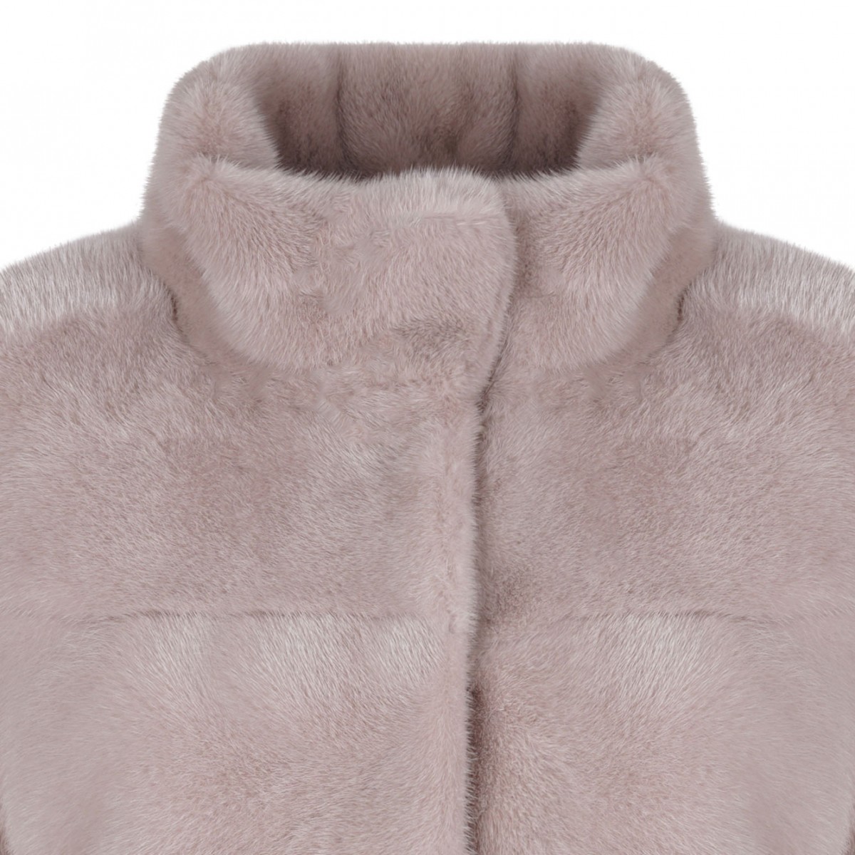 Mink Fur Midi Coat with High Collar