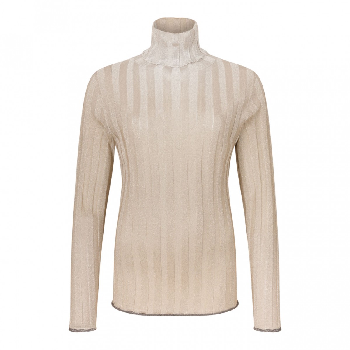 Beige High Neck Knitwear