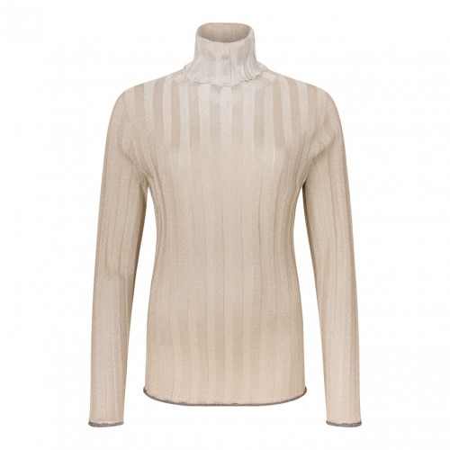 Beige High Neck Knitwear