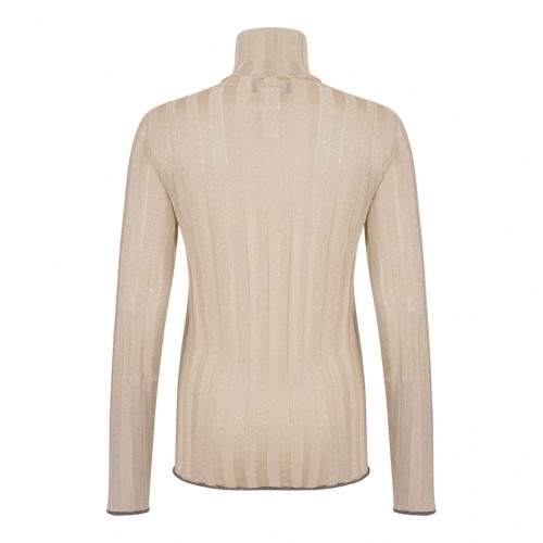 Beige High Neck Knitwear