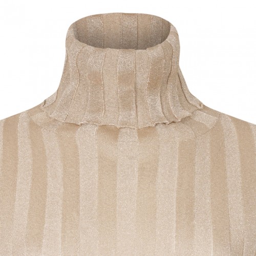 Beige High Neck Knitwear