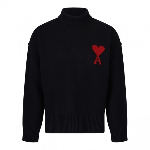 Black Ami De Coeur Funnel-Neck Wool Sweater