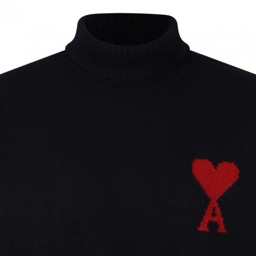 Black Ami De Coeur Funnel-Neck Wool Sweater