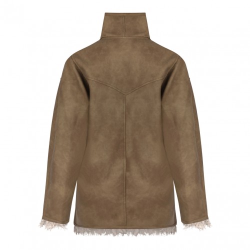 Taupe Shearling Faux Fur Clea Coat 2