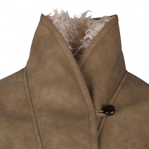 Taupe Shearling Faux Fur Clea Coat