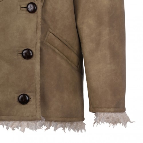 Taupe Shearling Faux Fur Clea Coat