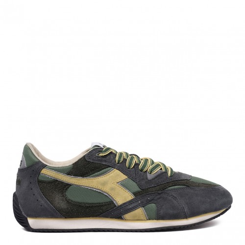 Green Suede Panelled Trainers