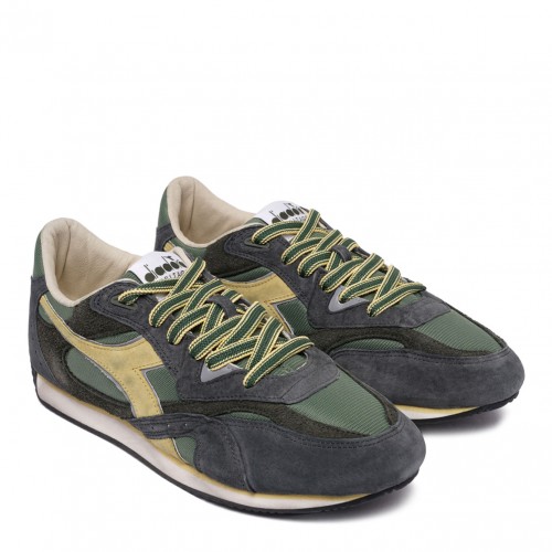 Green Suede Panelled Trainers 2
