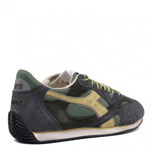 Green Suede Panelled Trainers
