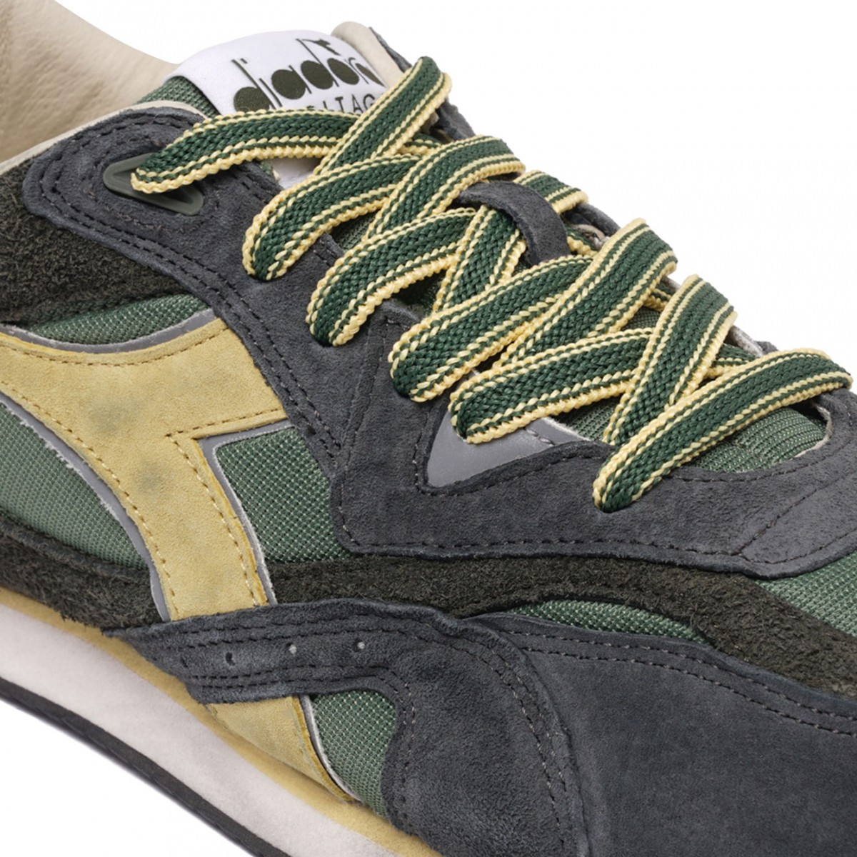 Green Suede Panelled Trainers