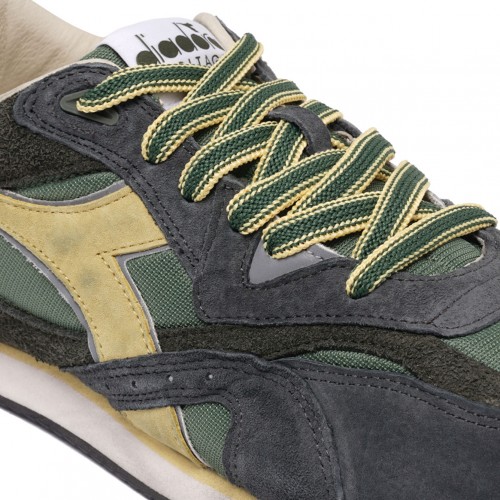Green Suede Panelled Trainers