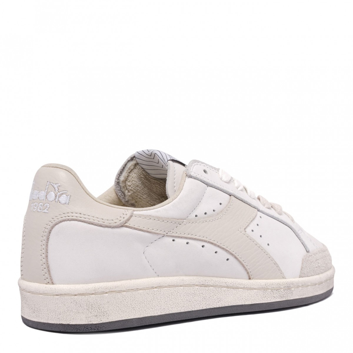White and Light Grey Prestige Leather Sneakers