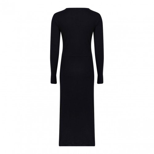 Black Gathered Long-Sleeve Midi Dress 2