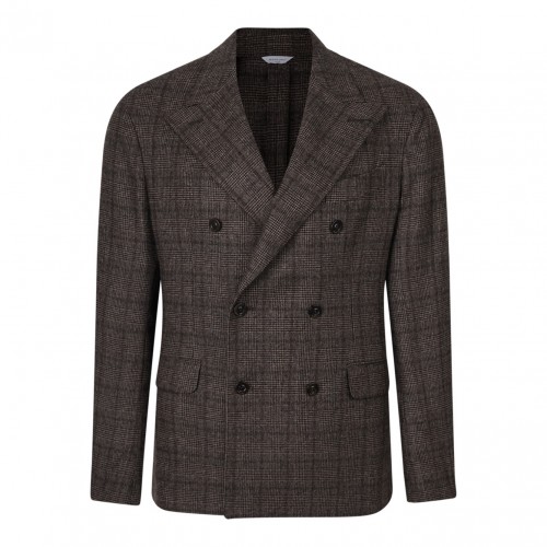 Brown Tartan Double Breasted Jacket